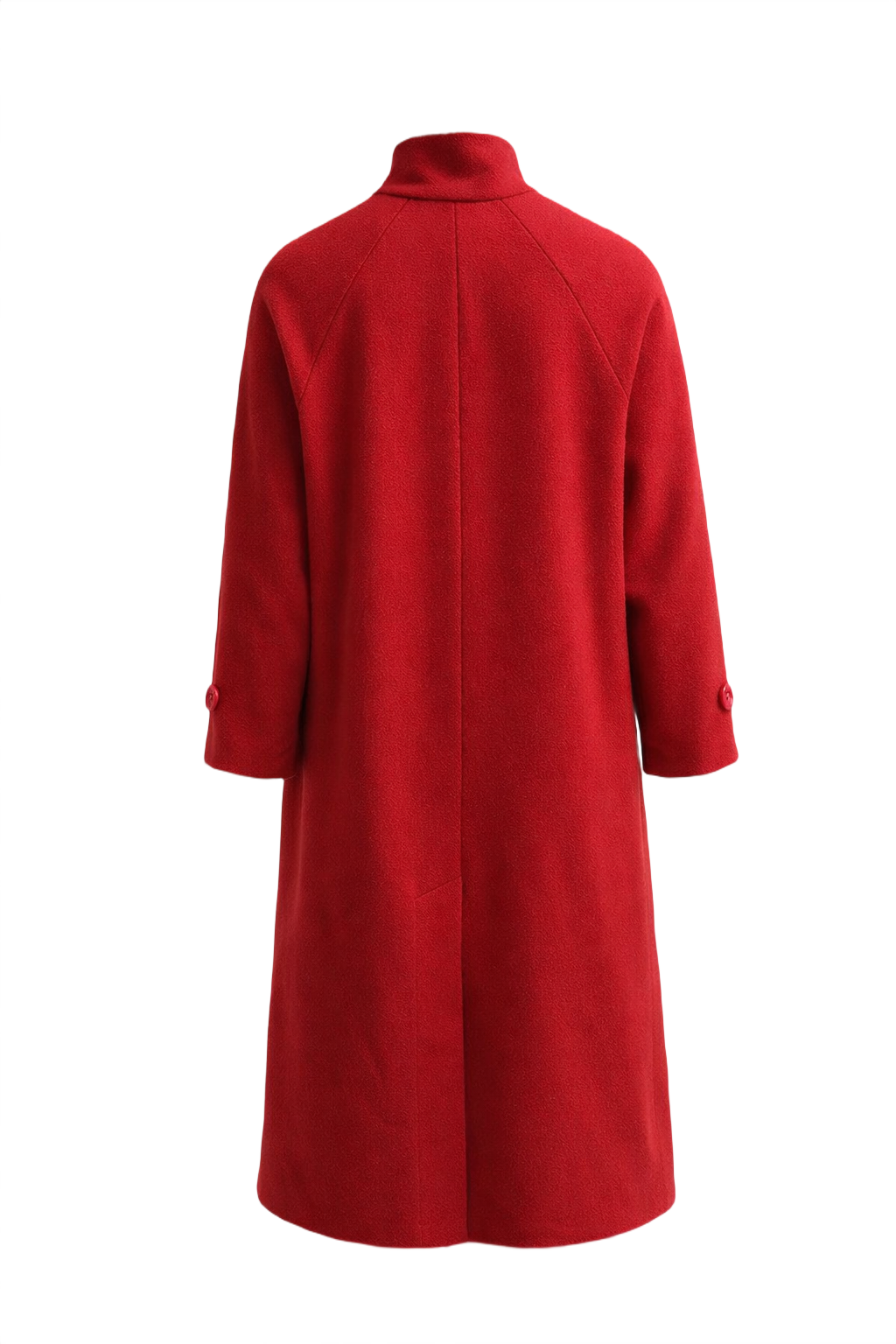 1990s Bright Red Wool Coat - Back View