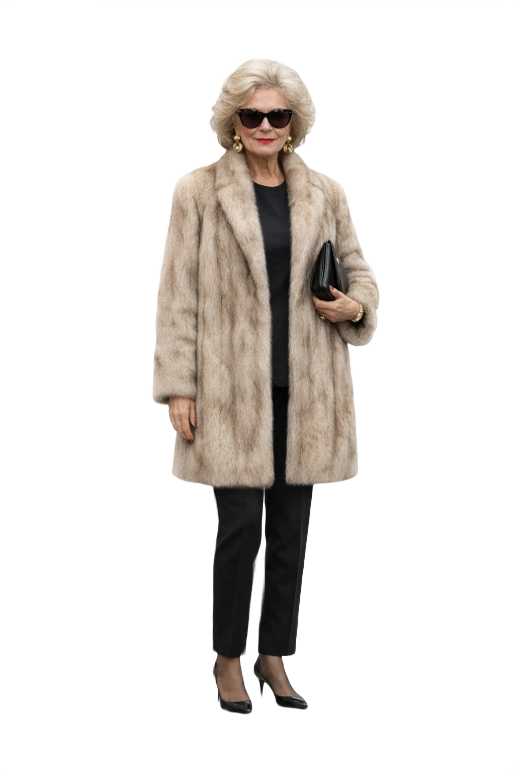 1980s Light Grey Fur Coat - Model