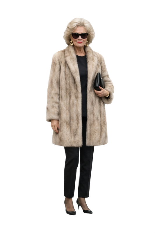1980s Light Grey Fur Coat - Model