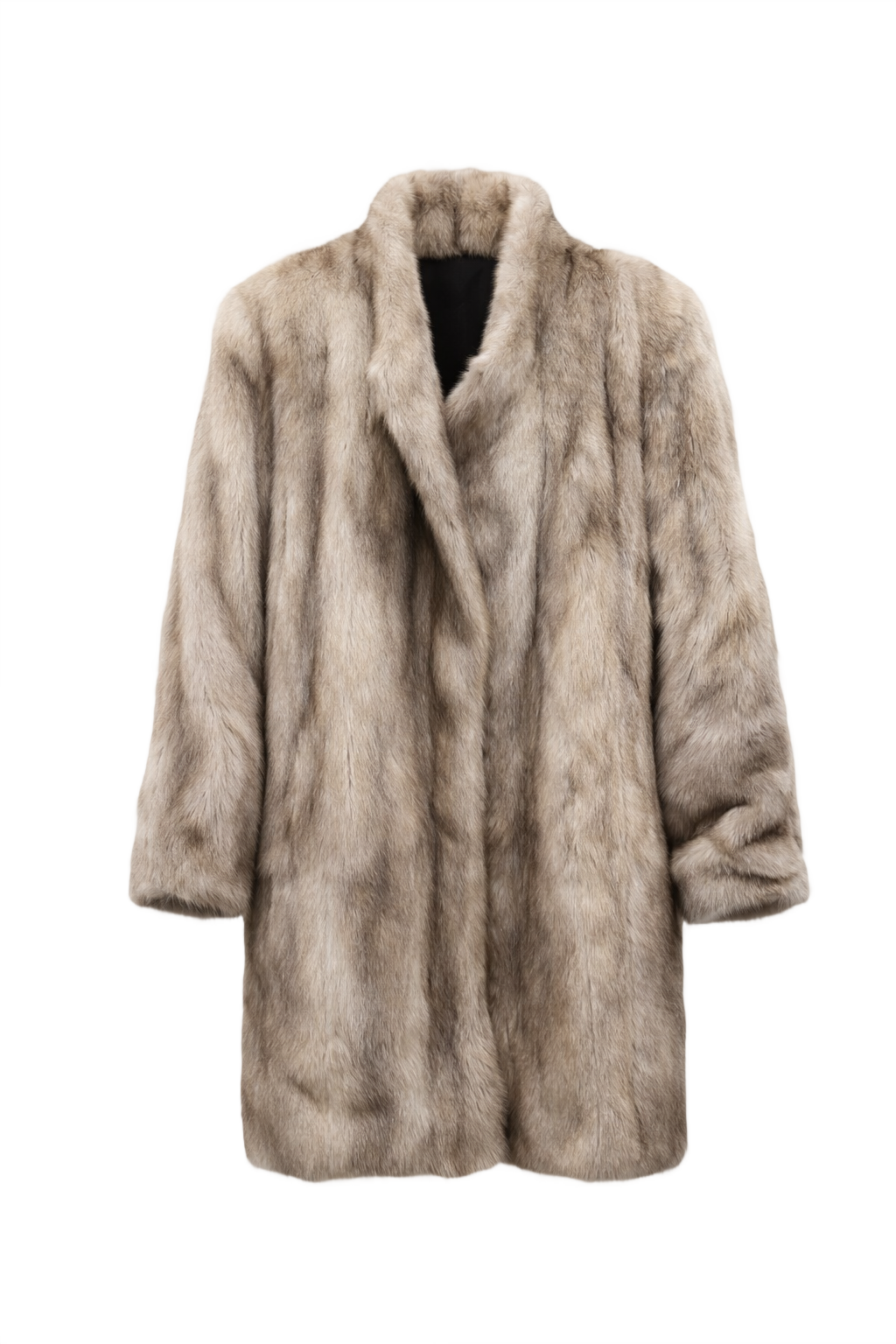 1980s Light Grey Fur Coat - Front View