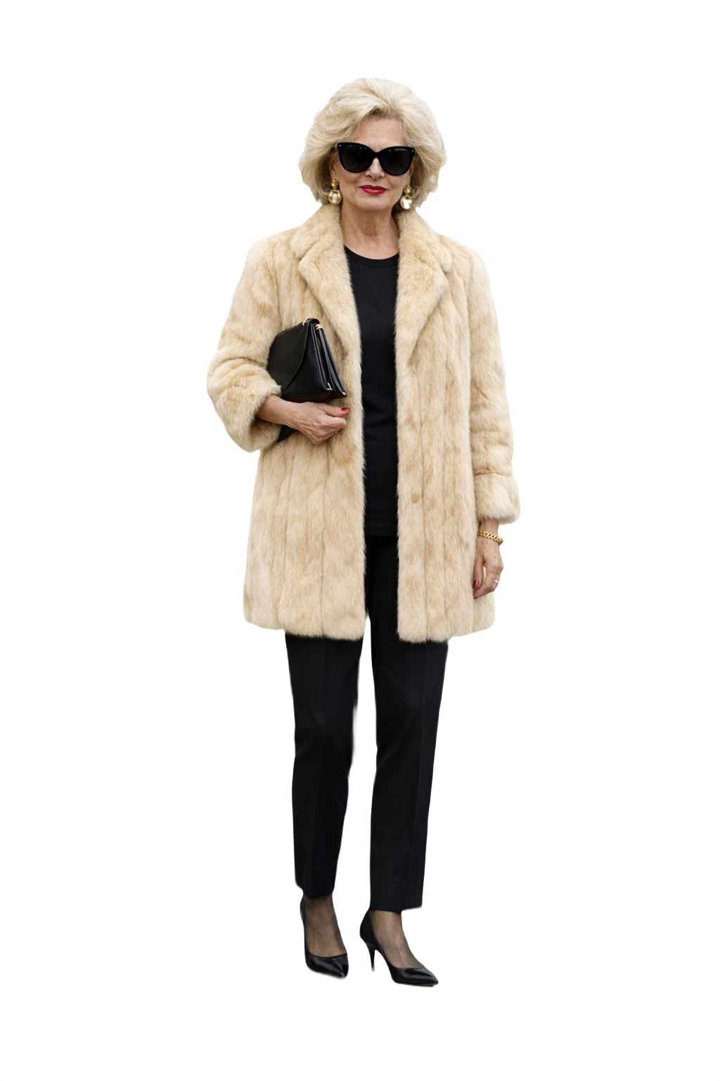 1980s Cream Fur Coat - Model