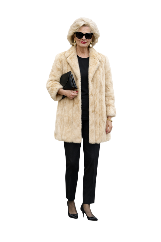 1980s Cream Fur Coat - Model
