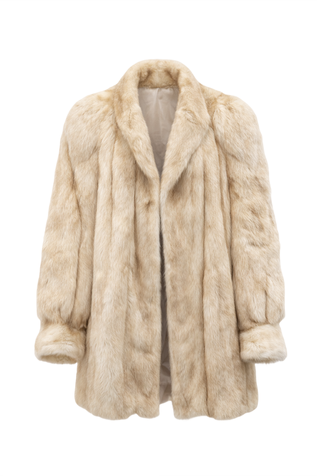 1980s Cream Fur Coat - Front View