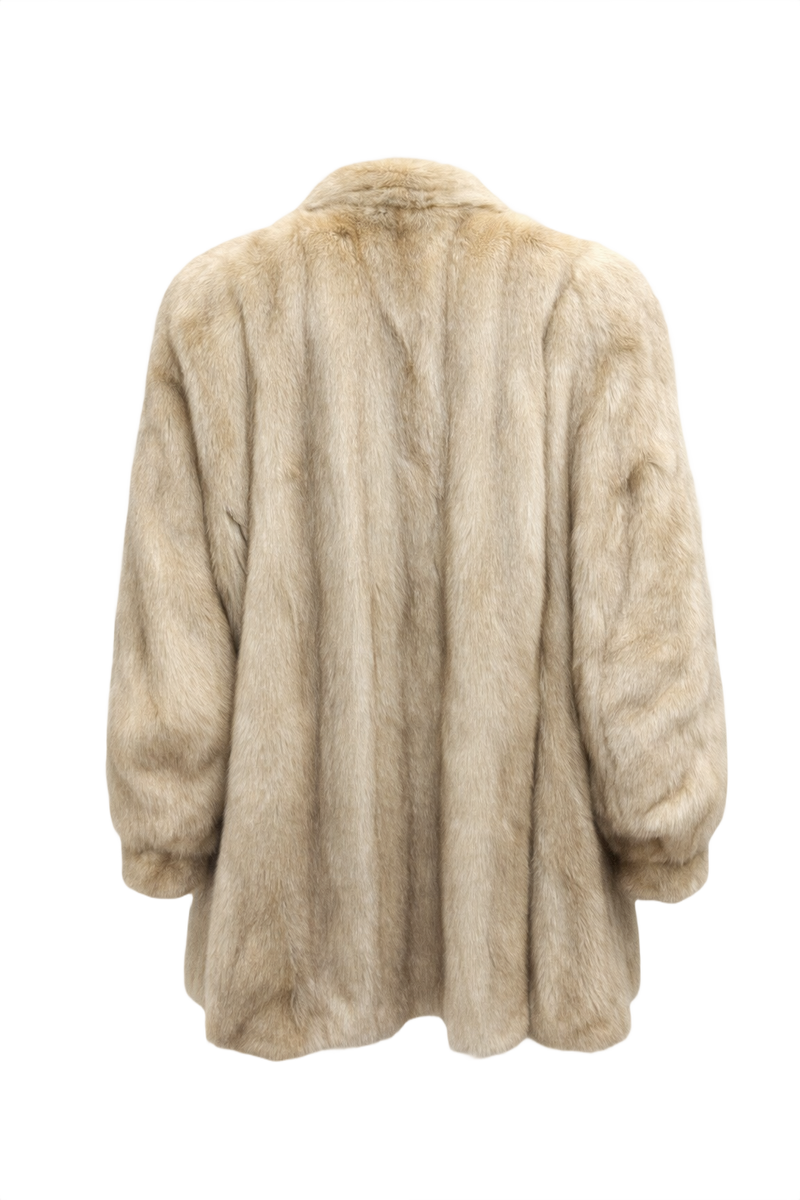 1980s Cream Fur Coat - Back View