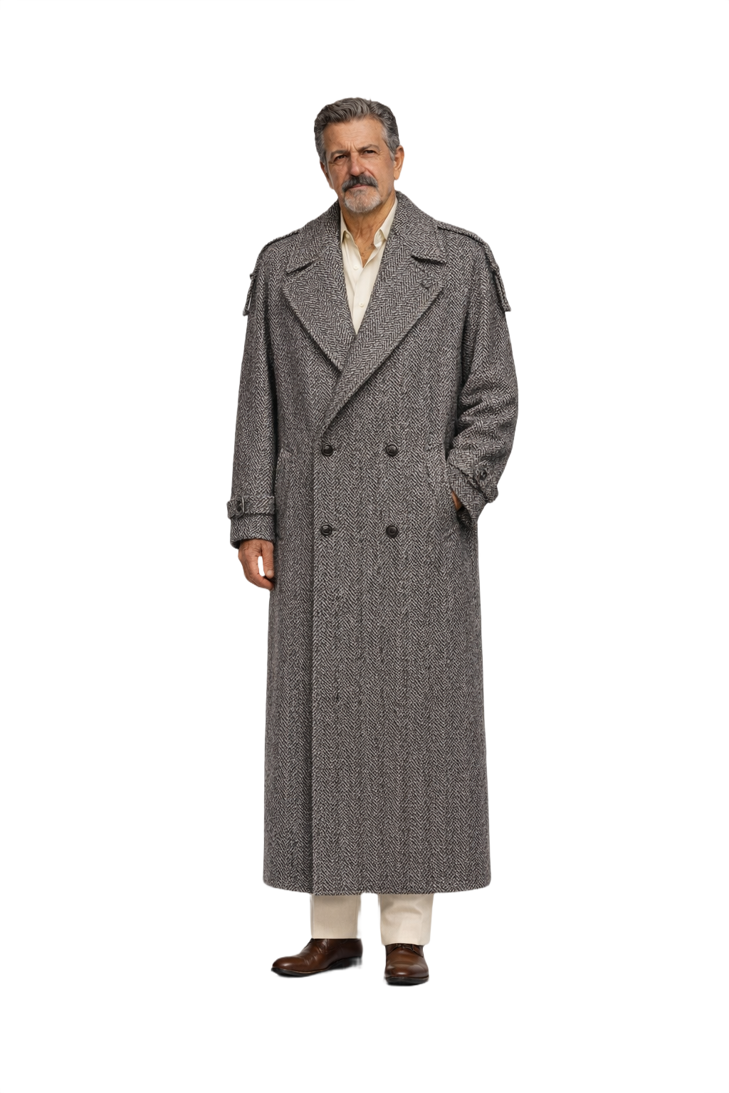 1980s Black/White Wool Coat - Model