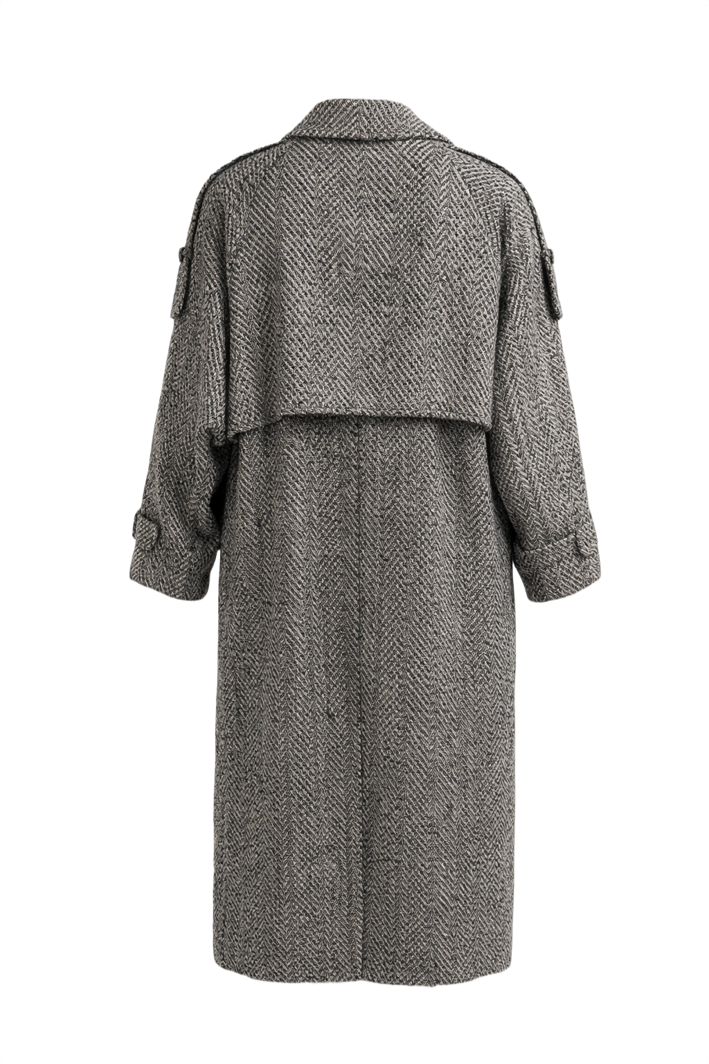 1980s Black/White Wool Coat - Back View