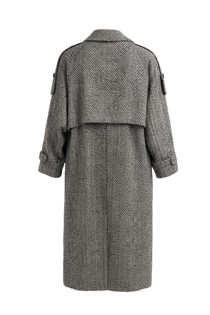 1980s Black/White Wool Coat - Back View