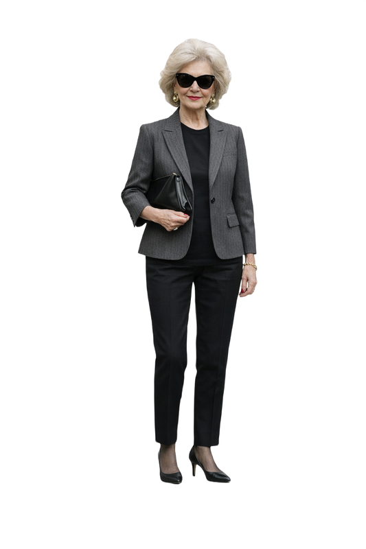 1980s Charcoal Grey Wool Blazer - Model