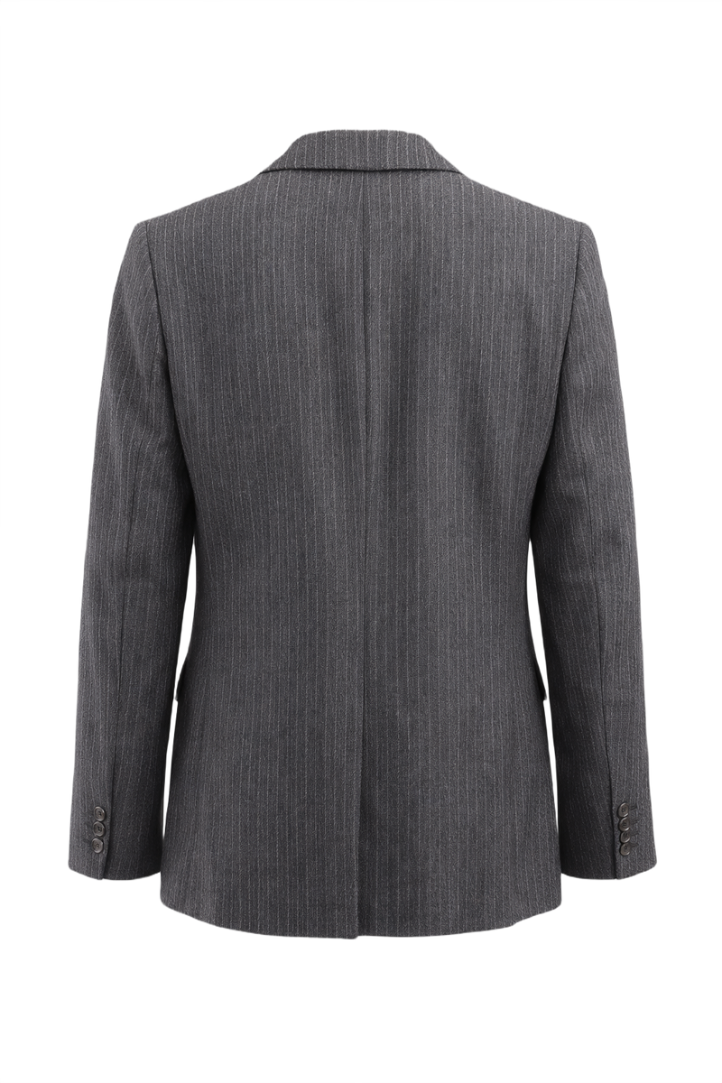 1980s Charcoal Grey Wool Blazer - Back View