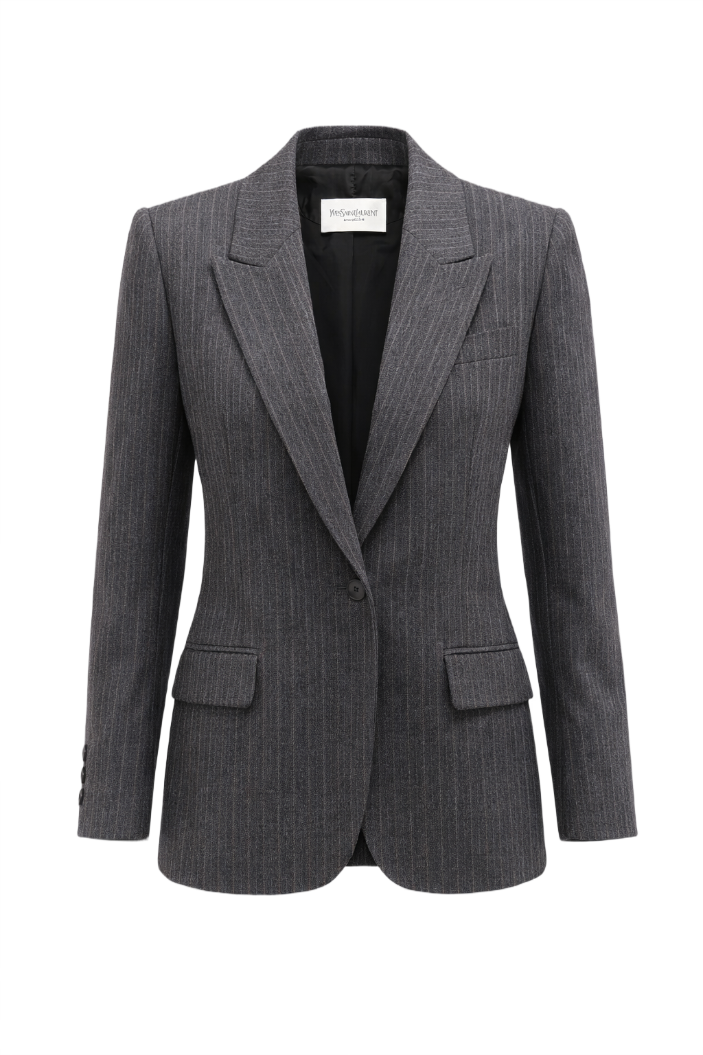 1980s Charcoal Grey Wool Blazer - Front View