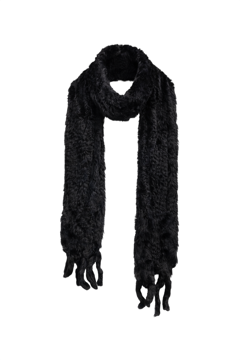 1980s Black Fur Scarf - Front View