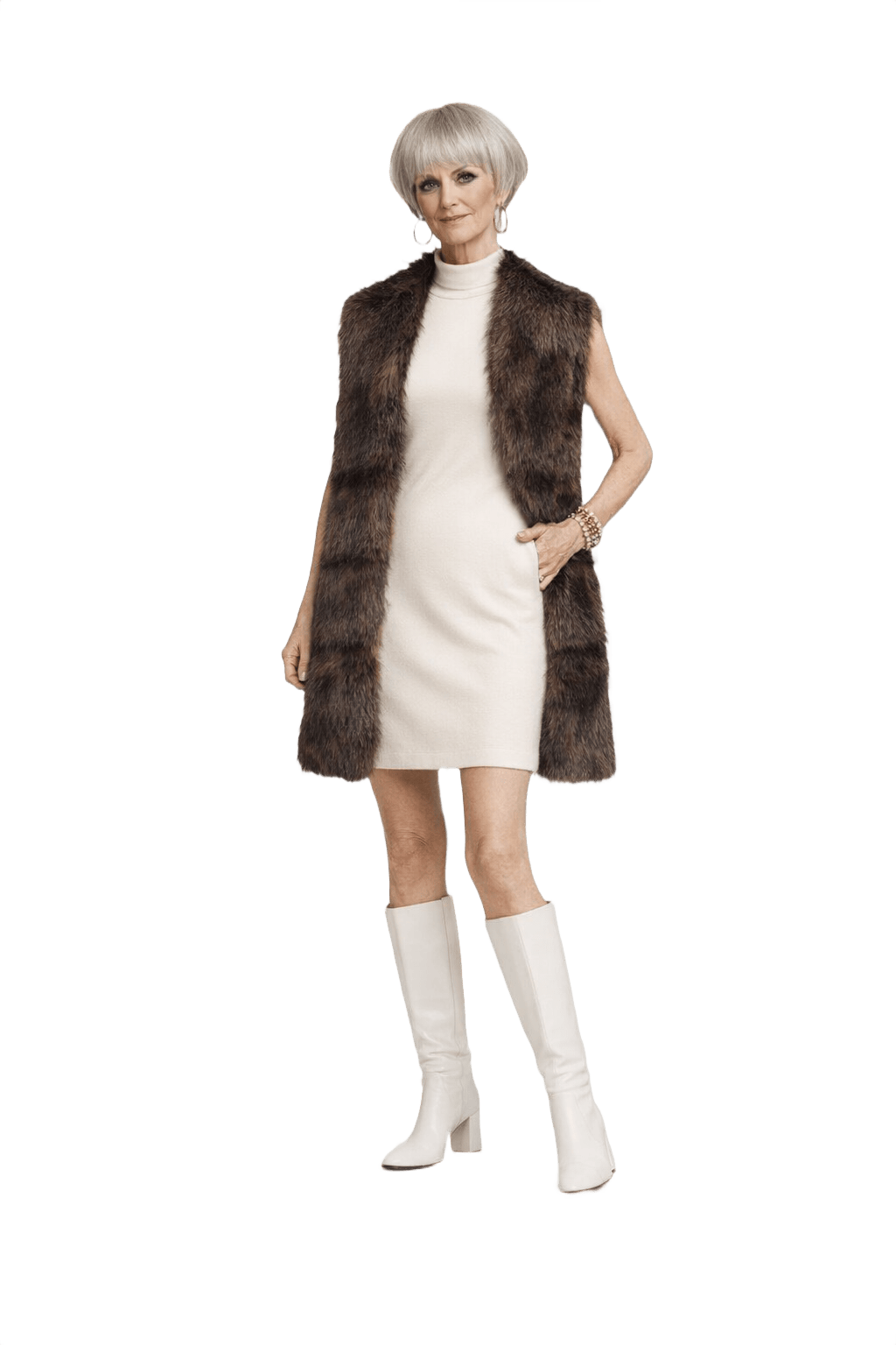 1960s Dark Brown Fur Stole - Model