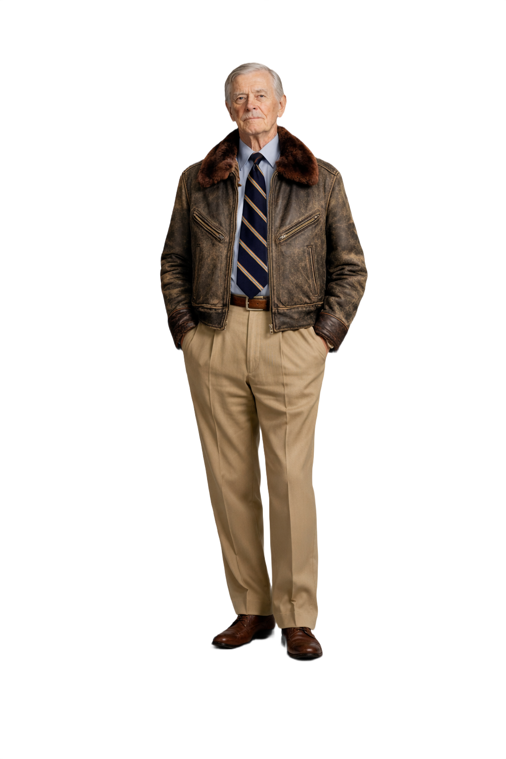 1960s Brown Leather Distressed Leather Jacket - Model