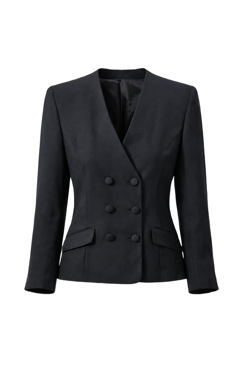 1980s Black Wool Blazer - Front View