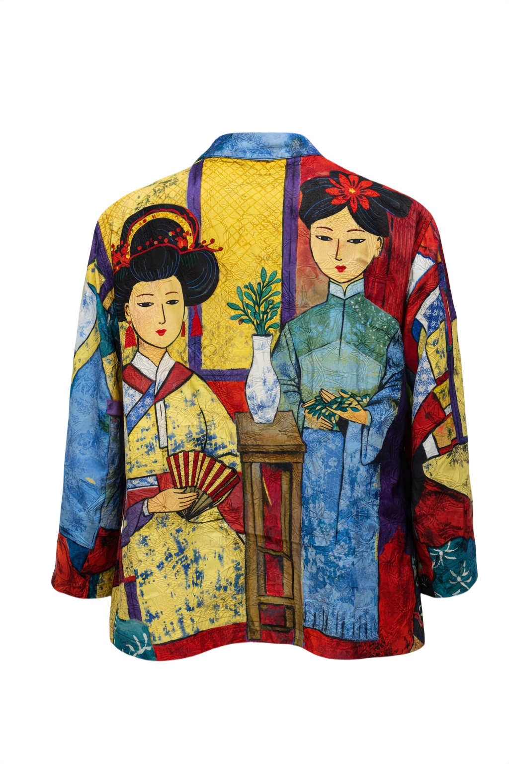 1980s Multicolor Cotton Blouse - Back View