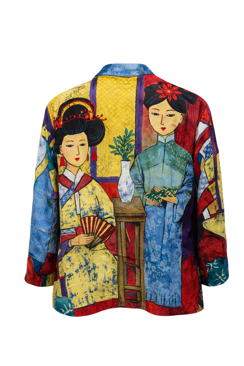 1980s Multicolor Cotton Blouse - Back View