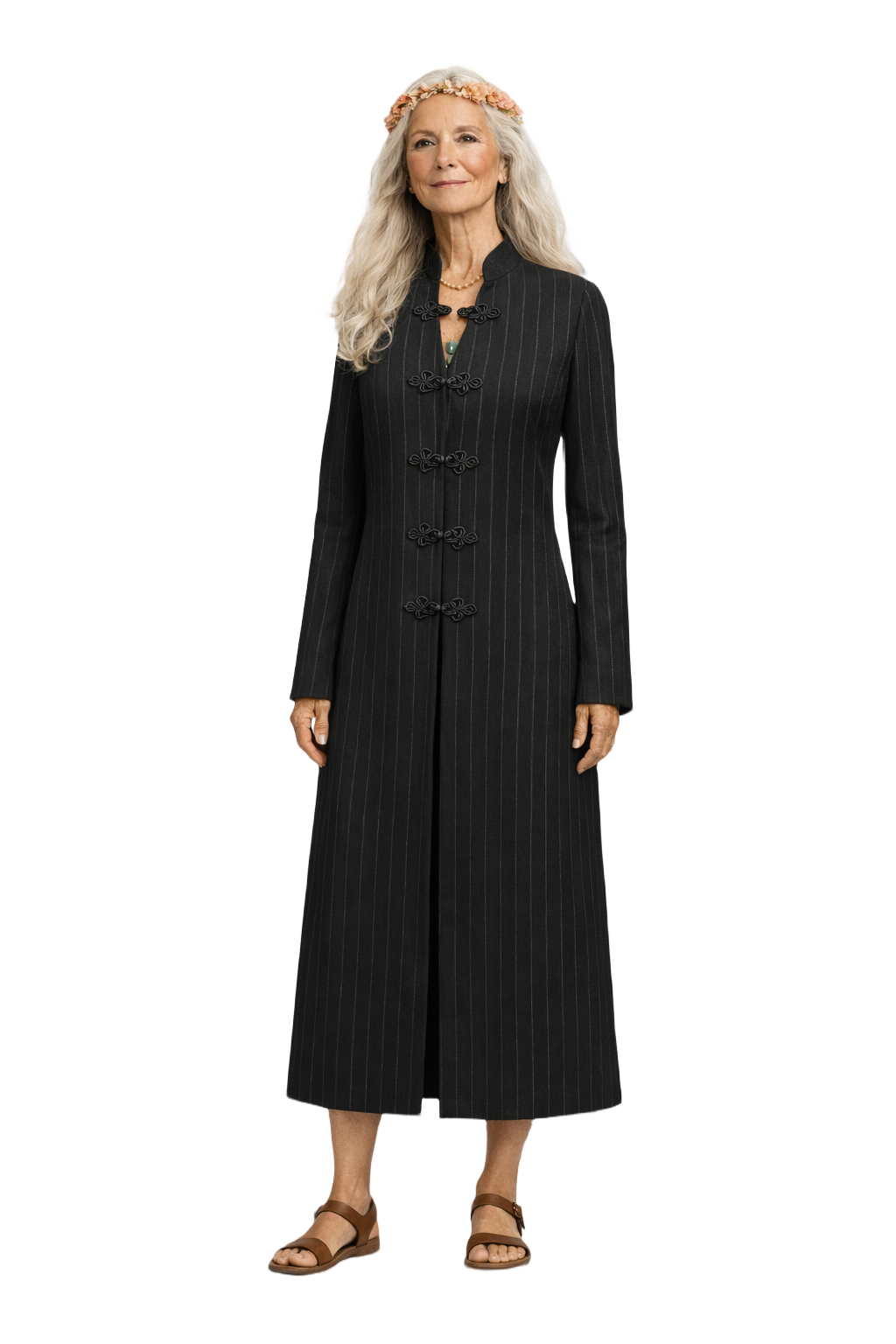 1980s Black Synthetic Blend Tunica - Model