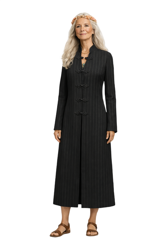 1980s Black Synthetic Blend Tunica - Model