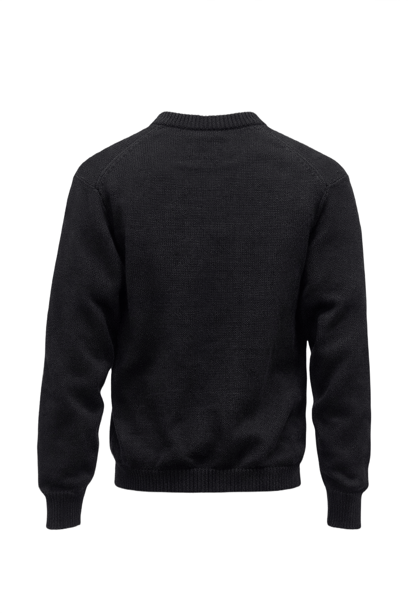 1980s Black Wool Color Block Sweater - Back View