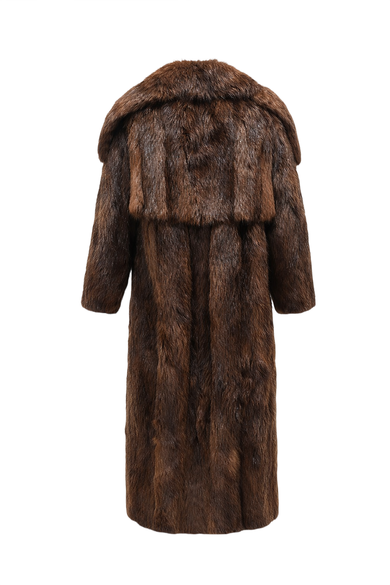 1980s Dark Brown Fur Coat - Back View