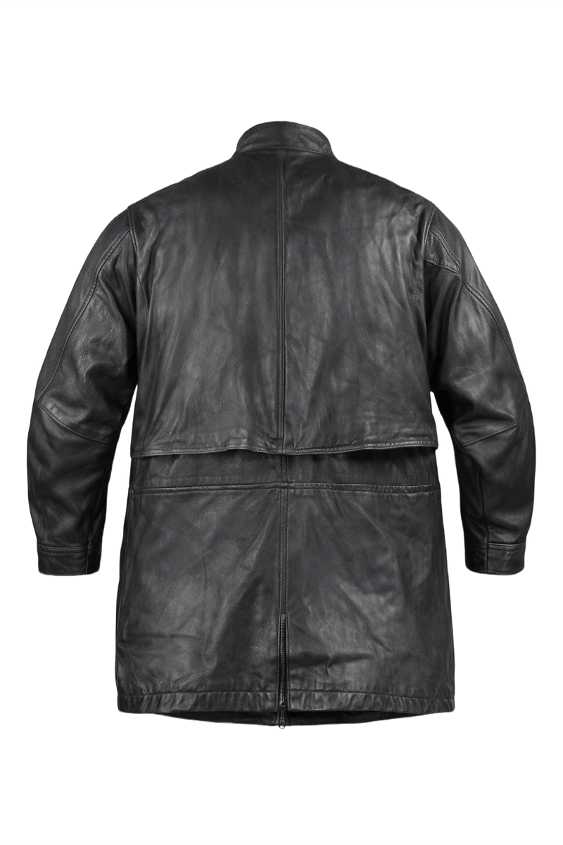 1980s Black Leather Jacket - Back View