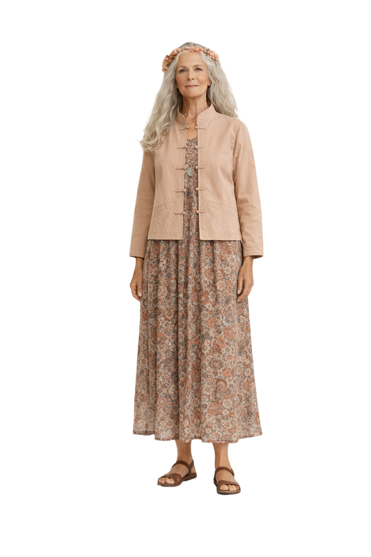 1970s Beige Silk Jacket - Model