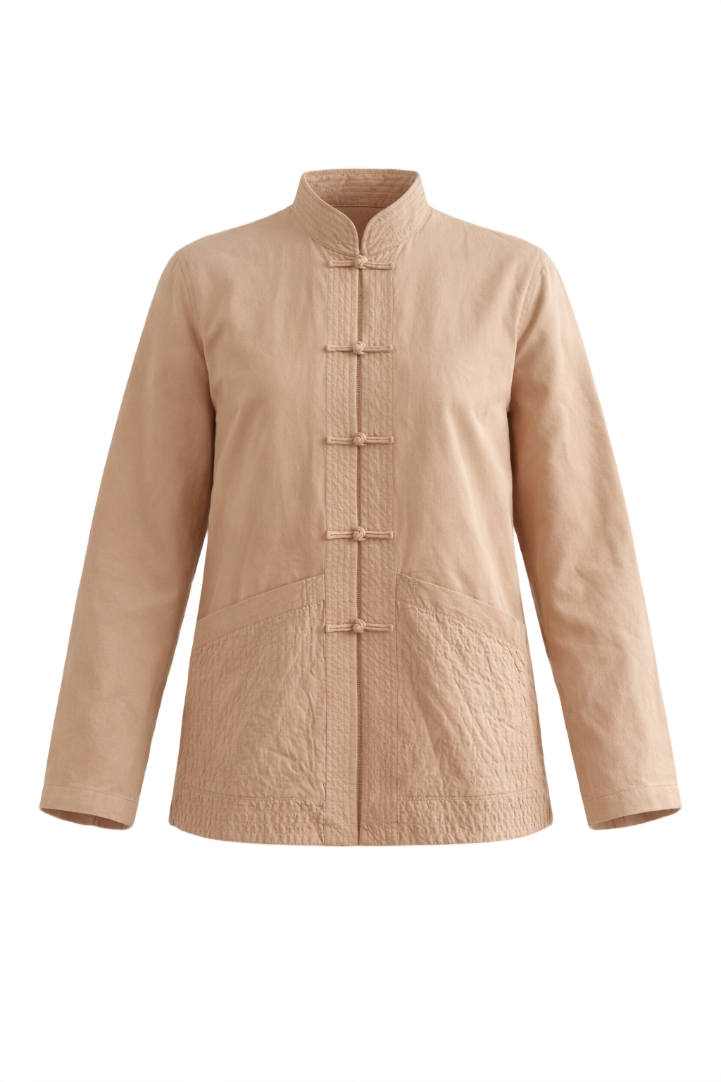 1970s Beige Silk Jacket - Front View