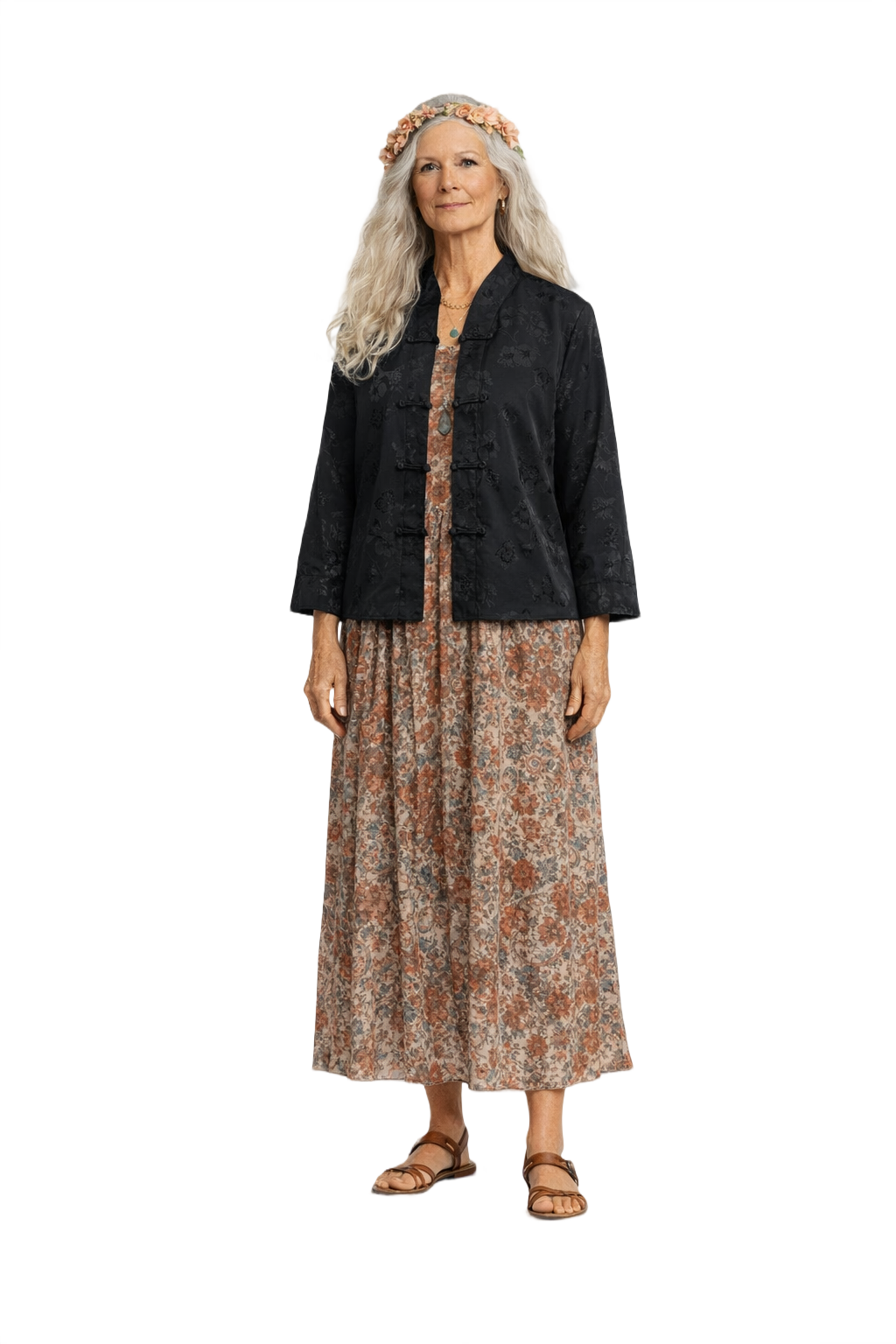 1970s Black Silk Jacket - Model