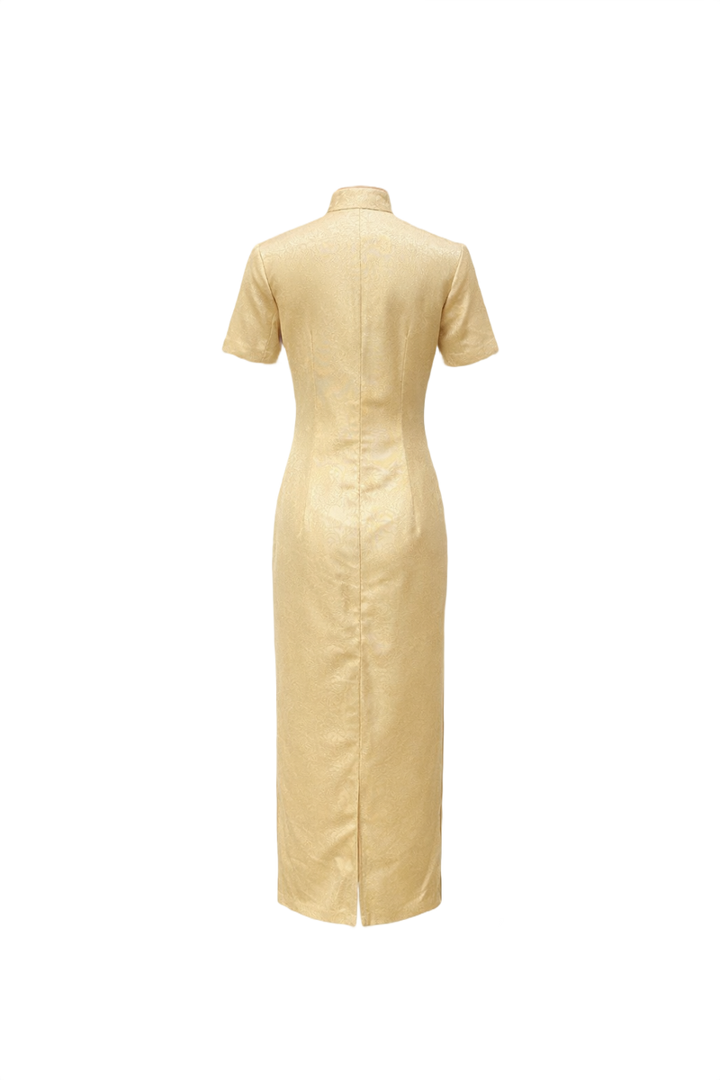 1970s Cream Silk-like Dress - Back View