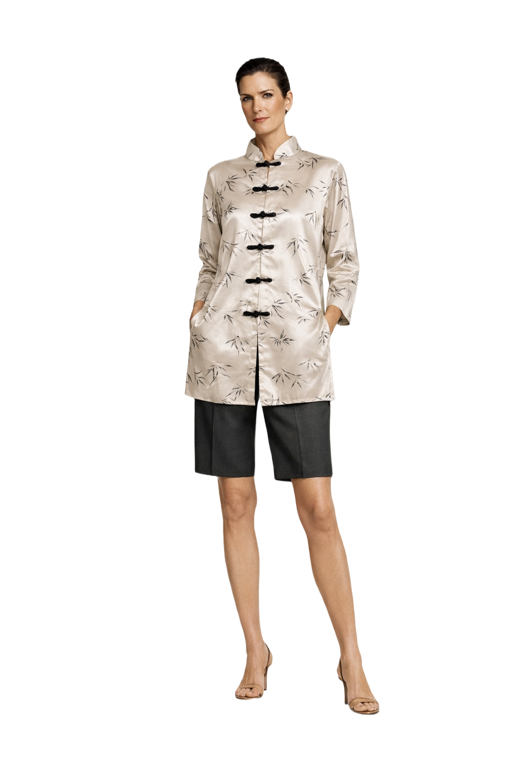 1990s Cream Silk-like Blouse - Model