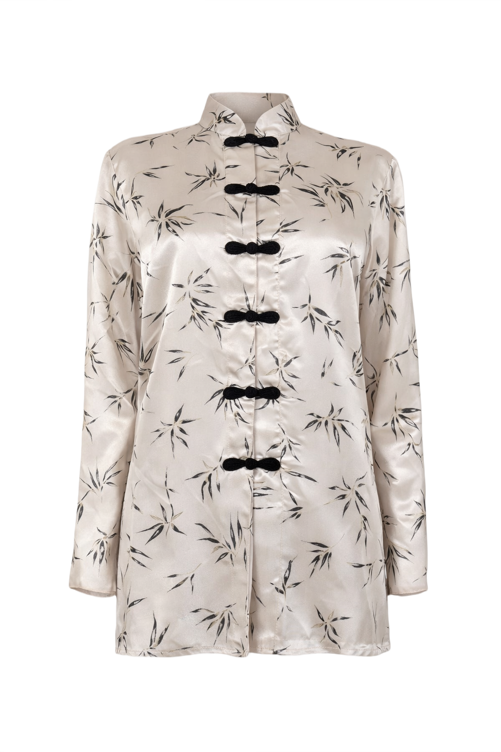 1990s Cream Silk-like Blouse - Front View