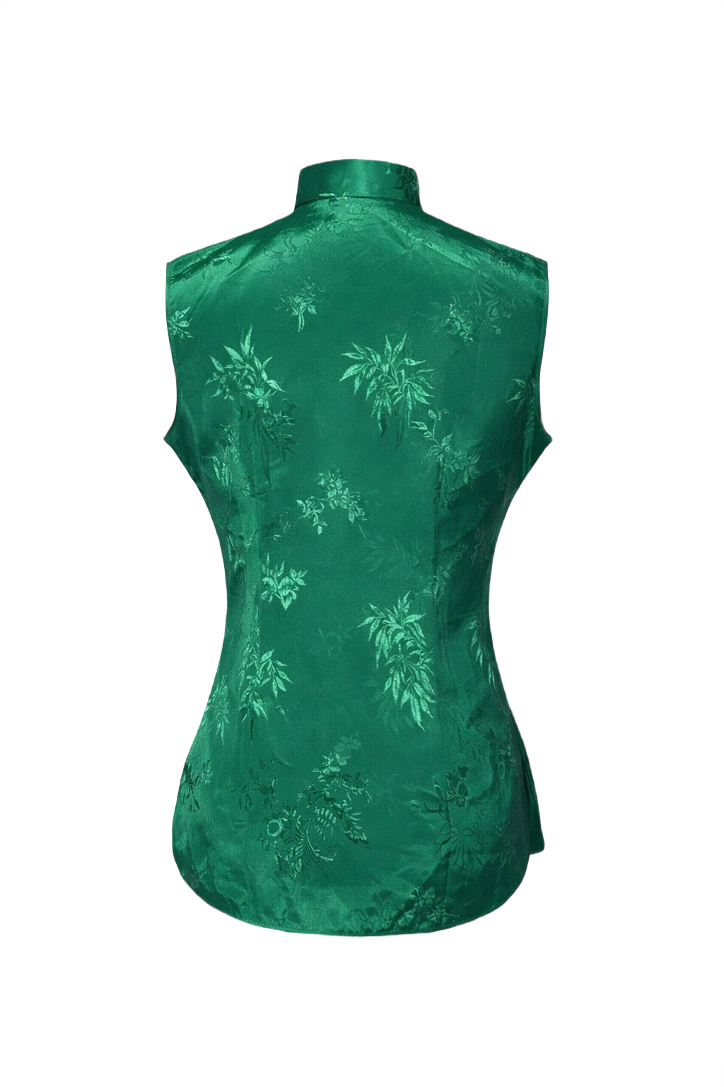 1970s Emerald Green Silk Blouse - Back View