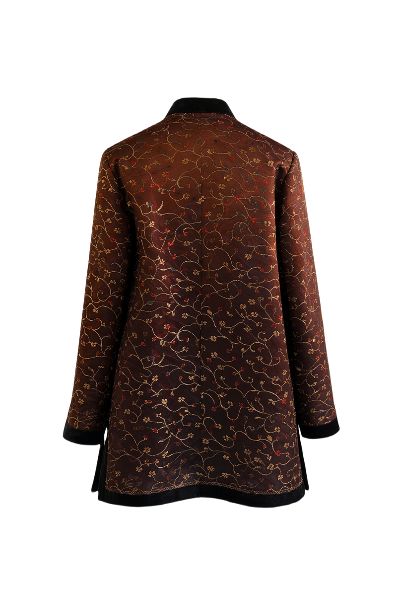 1970s Brown Silk Jacket - Back View