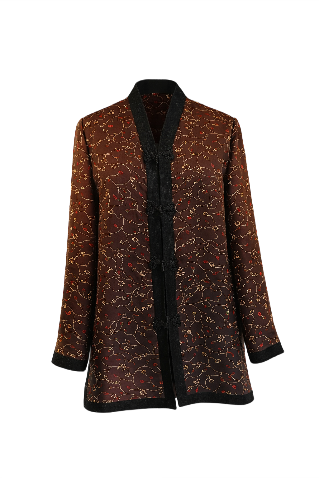 1970s Brown Silk Jacket - Front View