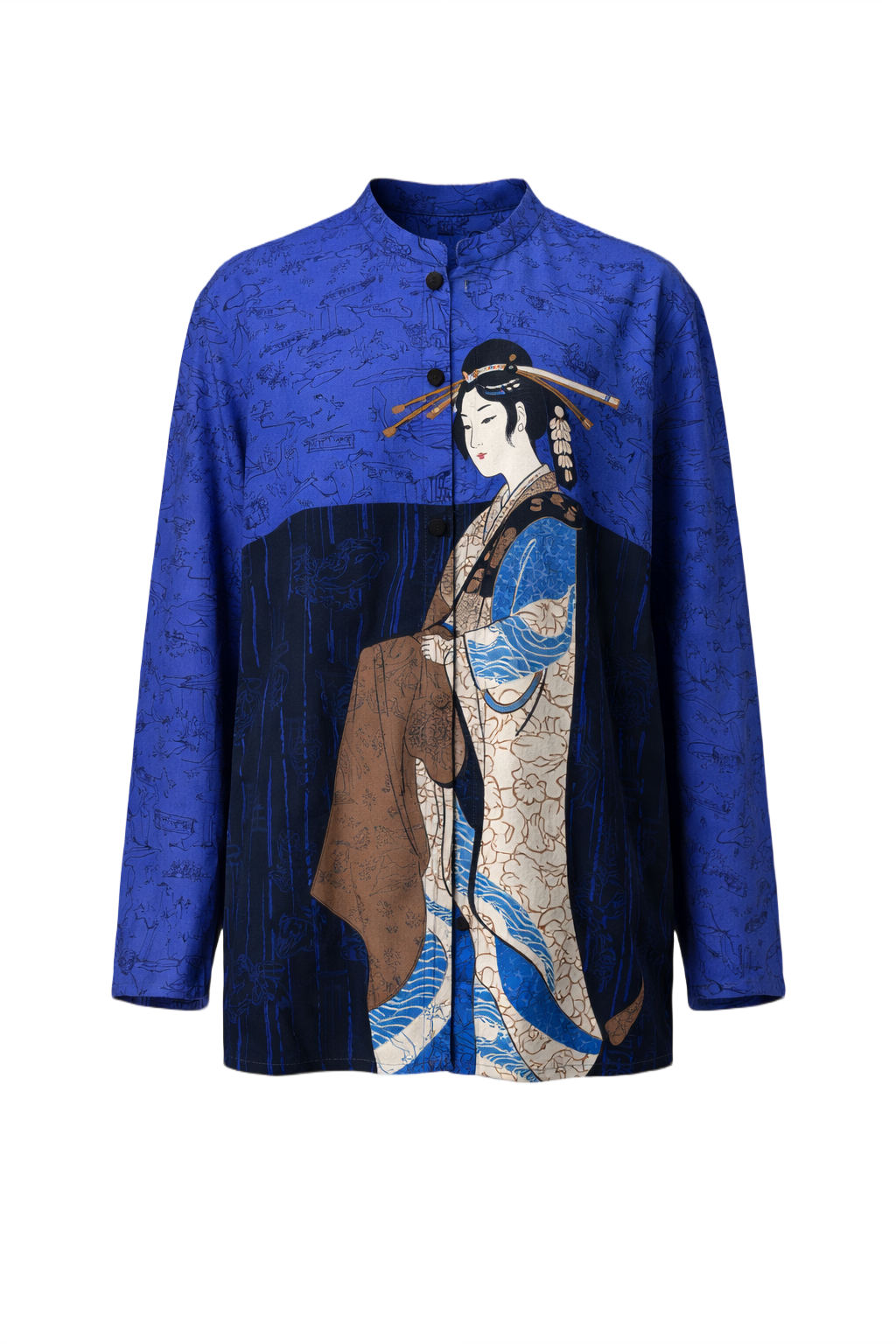 1980s Blue Polyester Jacket - Front View