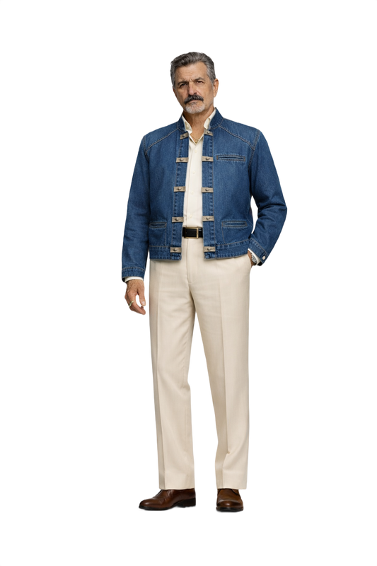 1980s Blue Denim Jacket - Model