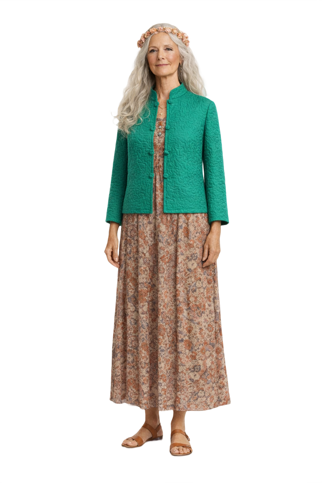 1980s Emerald Green Velvet Jacket - Model