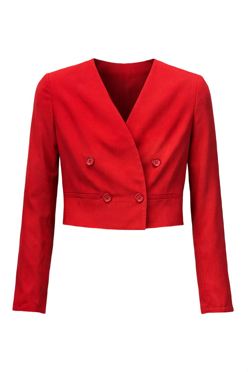 1980s Red Silk Blazer - Front View