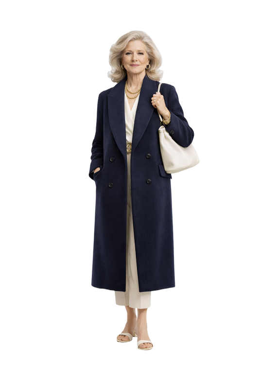 1970s Navy Blue Wool Coat - Model