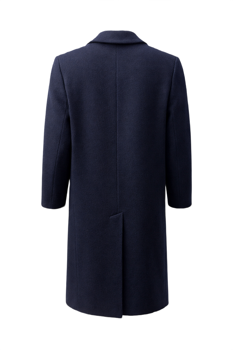 1970s Navy Blue Wool Coat - Back View