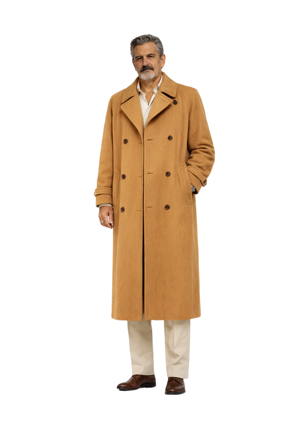 1980s Camel Wool Coat - Model