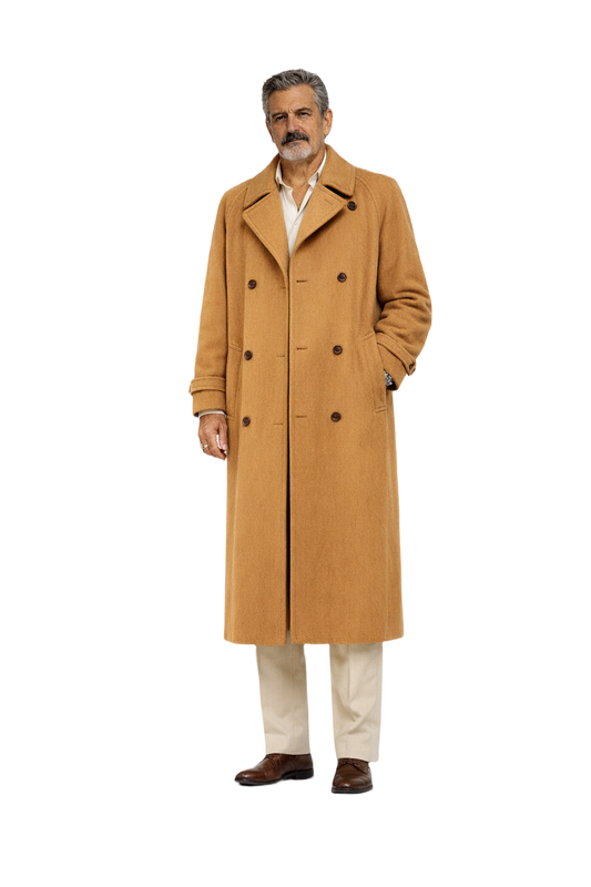 1980s Camel Wool Coat - Model