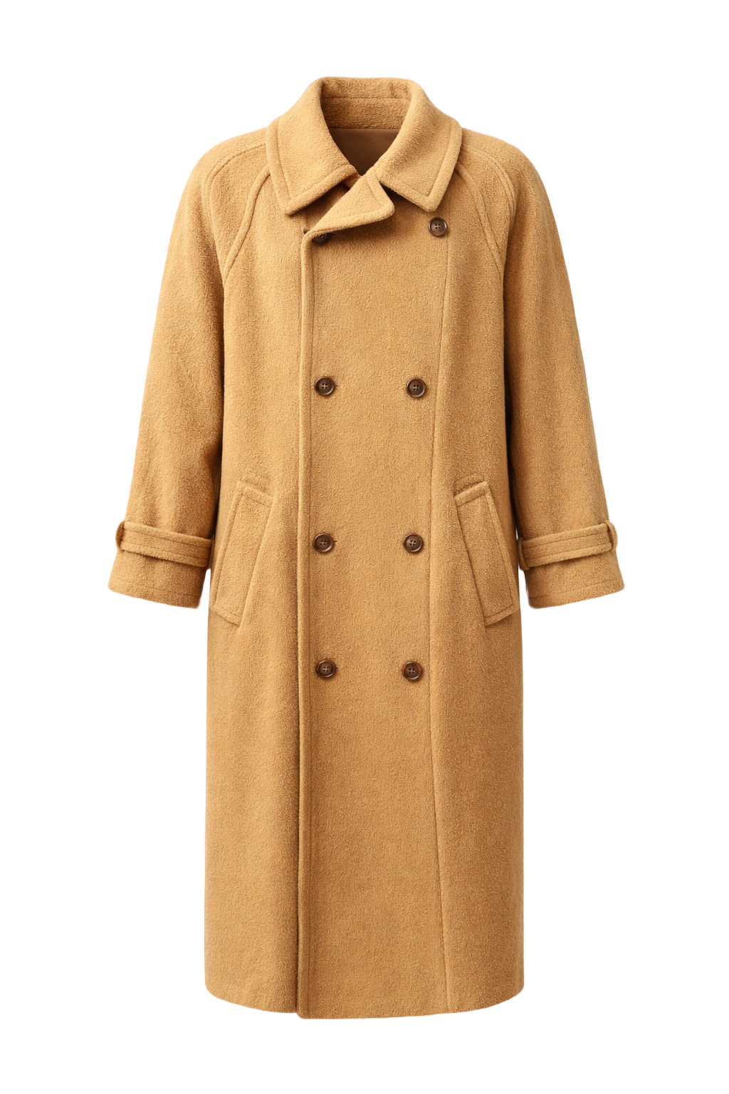 1980s Camel Wool Coat - Front View
