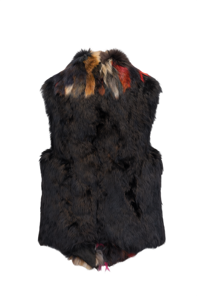 1980s Multicolor Fur Vest - Back View
