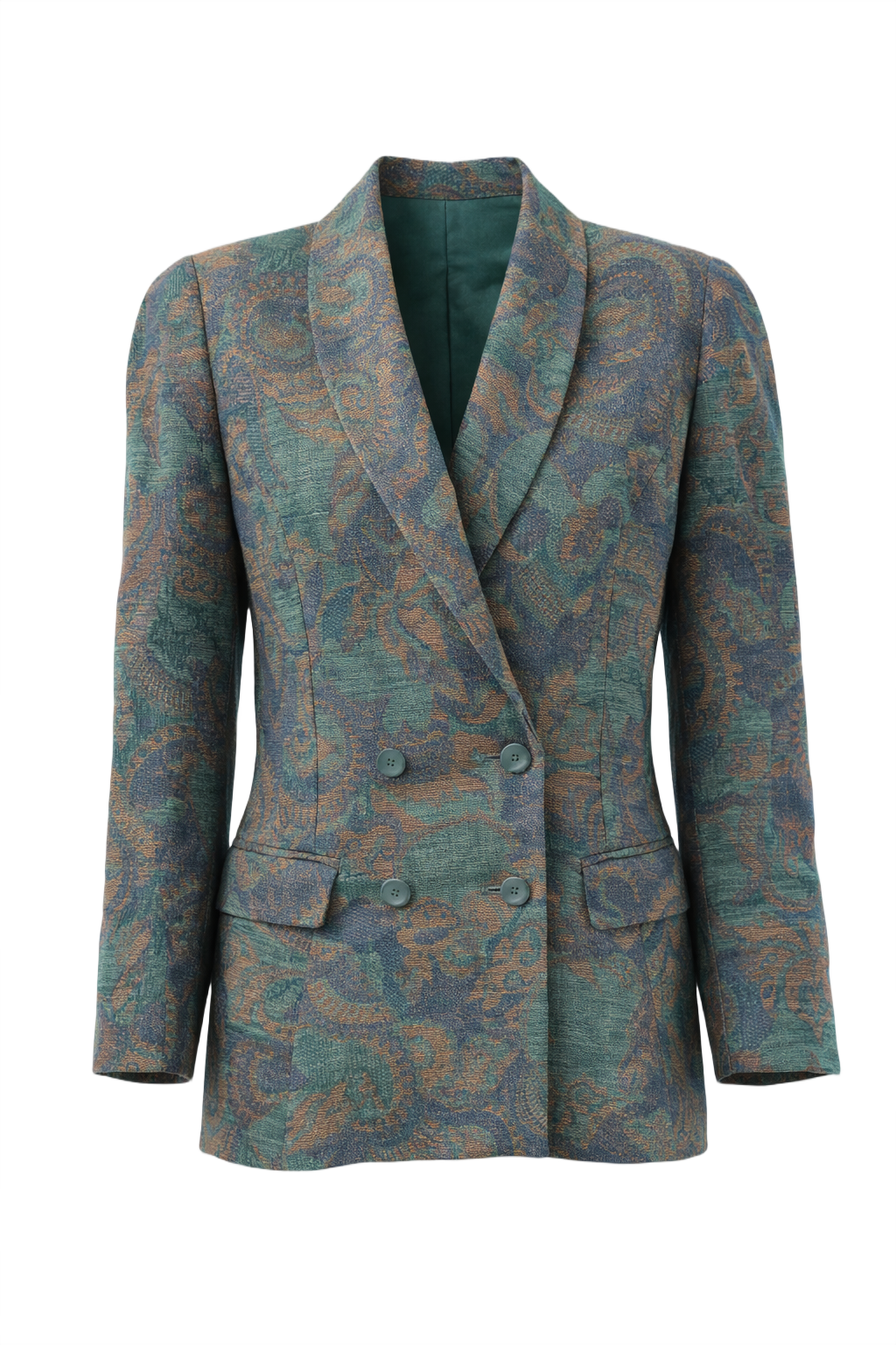 1980s Teal Wool Blazer - Front View