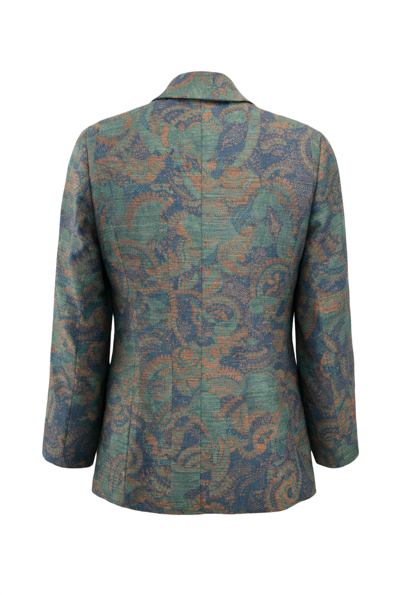 1980s Teal Wool Blazer - Back View