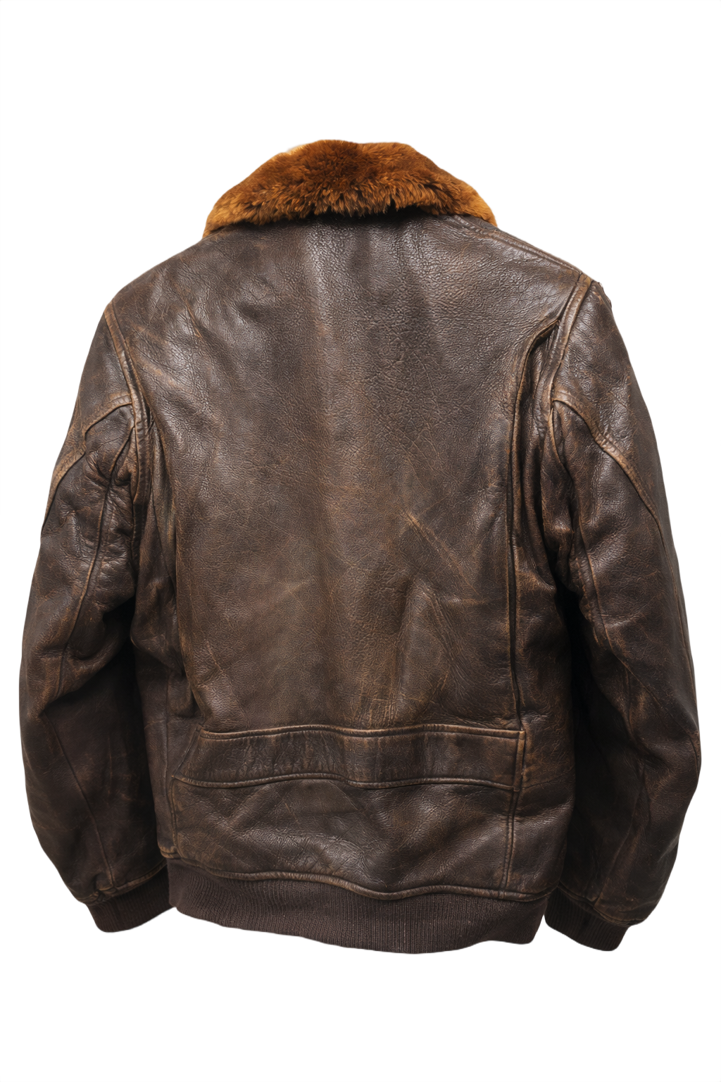 1940s Dark Brown Leather Jacket - Back View