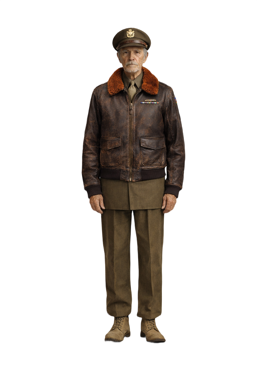 1940s Dark Brown Leather Jacket - Model