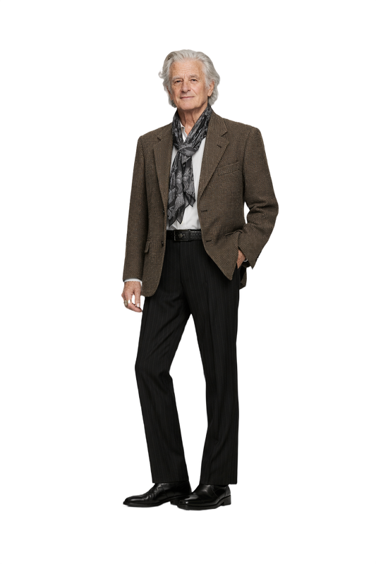 1980s Brown Wool Blazer with Houndstooth Pattern - Model