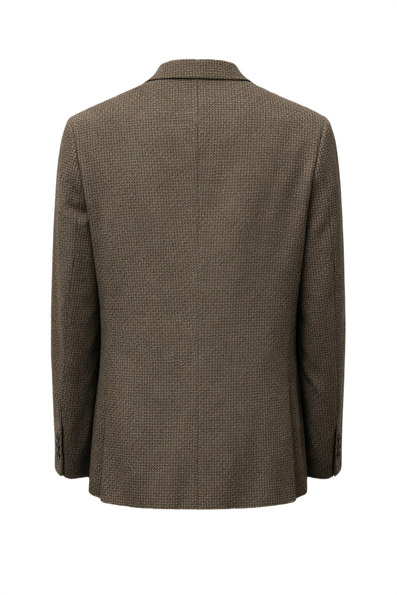 1980s Brown Wool Blazer with Houndstooth Pattern - Back View